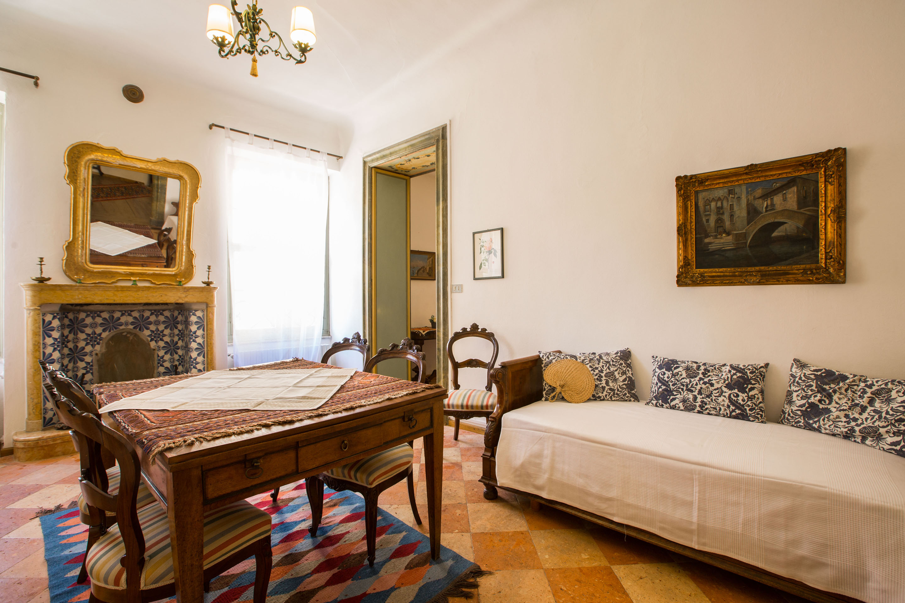 living room with single sofa beds